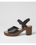 Busey Black Tan Leather Woven Sandals