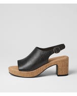 Balma Black Cork Heel Leather Sandals