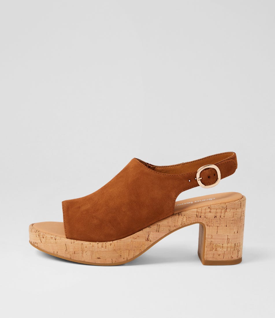 Balma Cognac Cork Suede Sandals