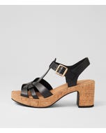 Billas Black Cork Leather Sandals