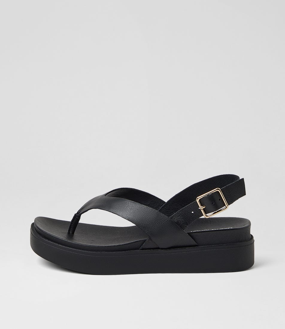 Bexta Black Leather Sandals