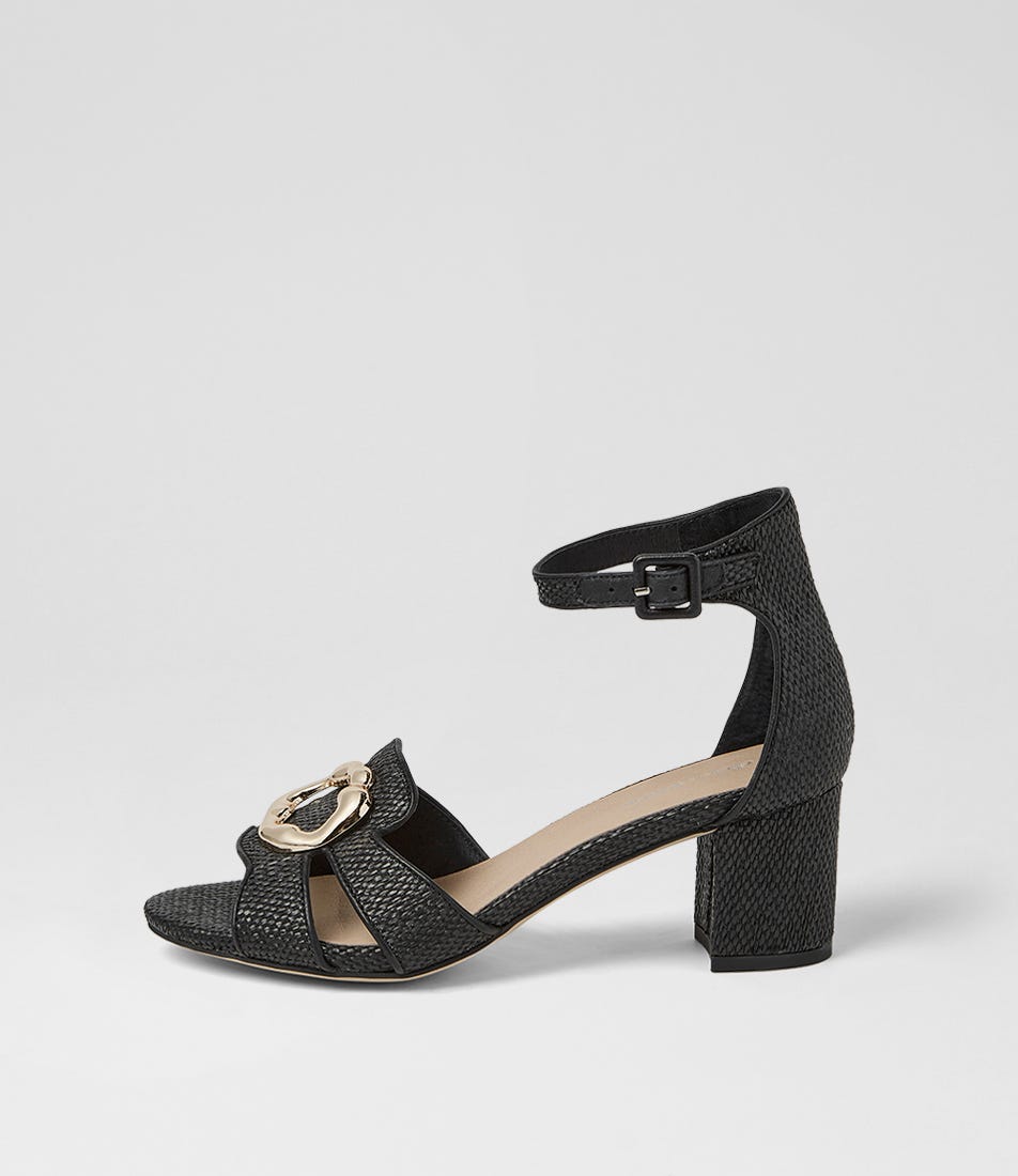 Gisabel Black Fabric Sandals