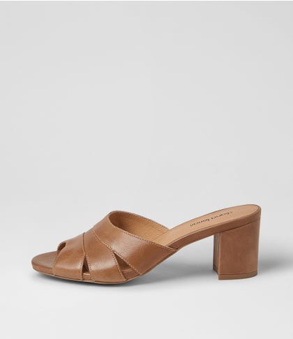 Gripsa Tan Leather Heeled Sandals
