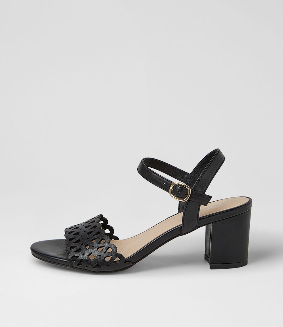 Graice Black Leather Sandals