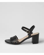 Graice Black Leather Sandals