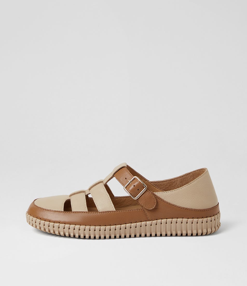 Jolcie Dark Tan Camel Leather Sandals