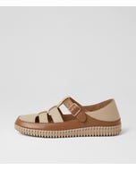 Jolcie Dark Tan Camel Leather Sandals