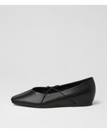 Kella Black Leather Ballet Flats