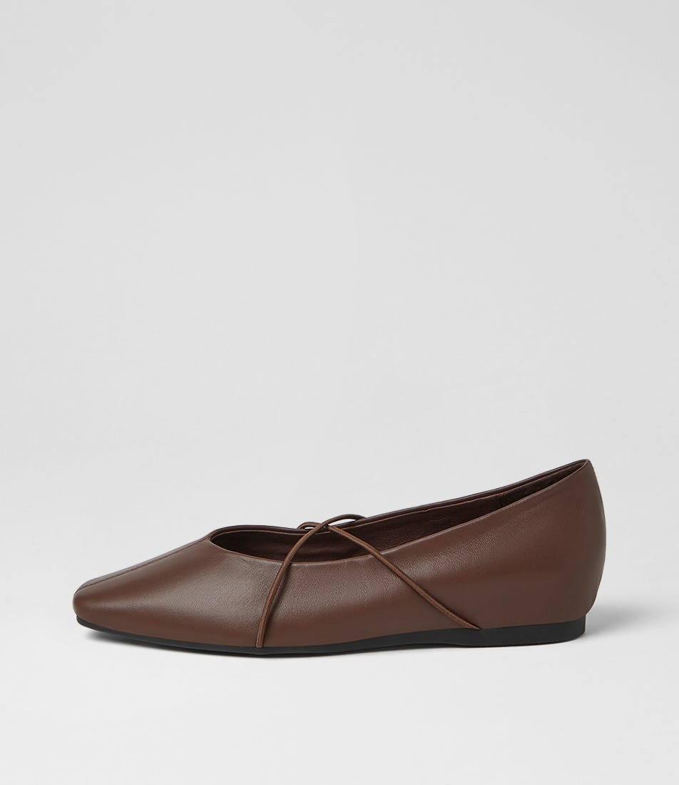 Kella Choc Leather Ballet Flats