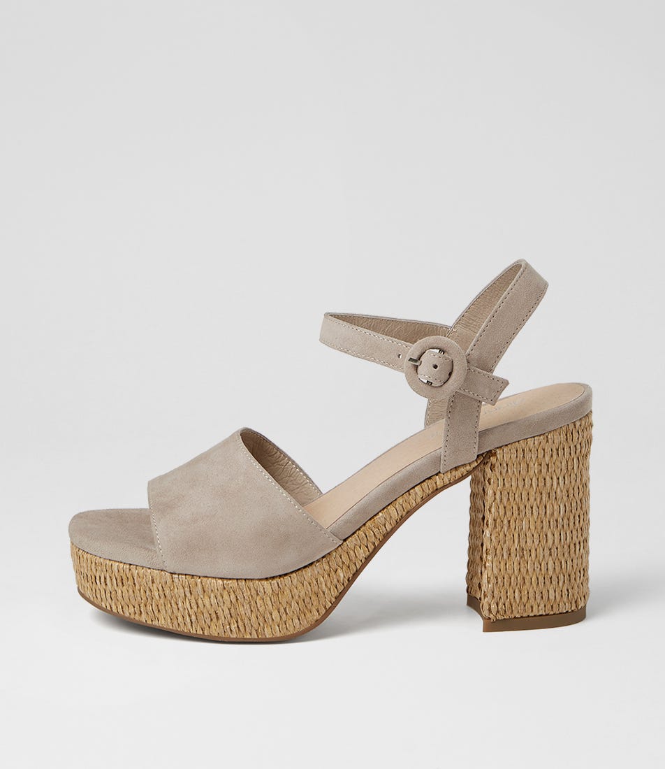 Lable Light Taupe Natural Suede Heeled Sandals