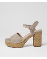 Lable Light Taupe Natural Suede Heeled Sandals