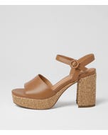 Lable Dark Tan Natural Leather Heeled Sandals