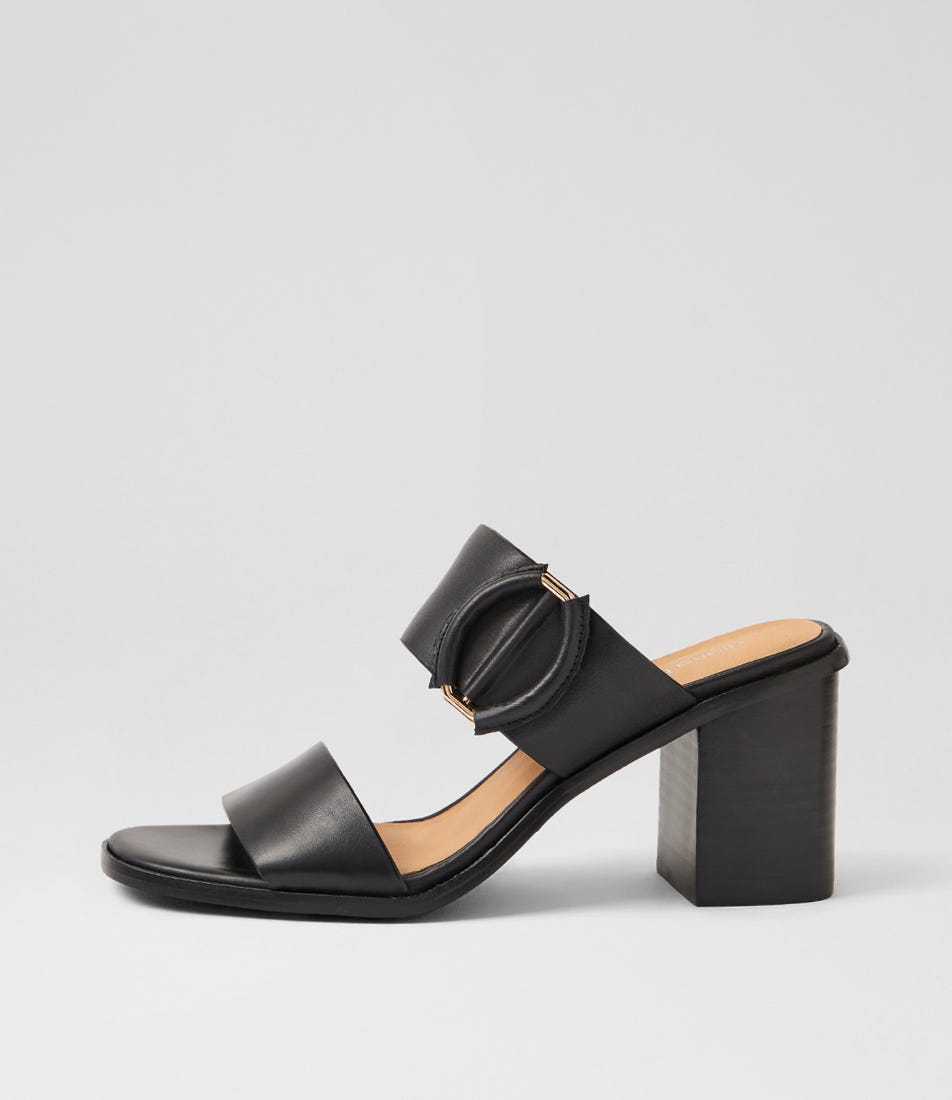 Nixoni Black Leather Sandals