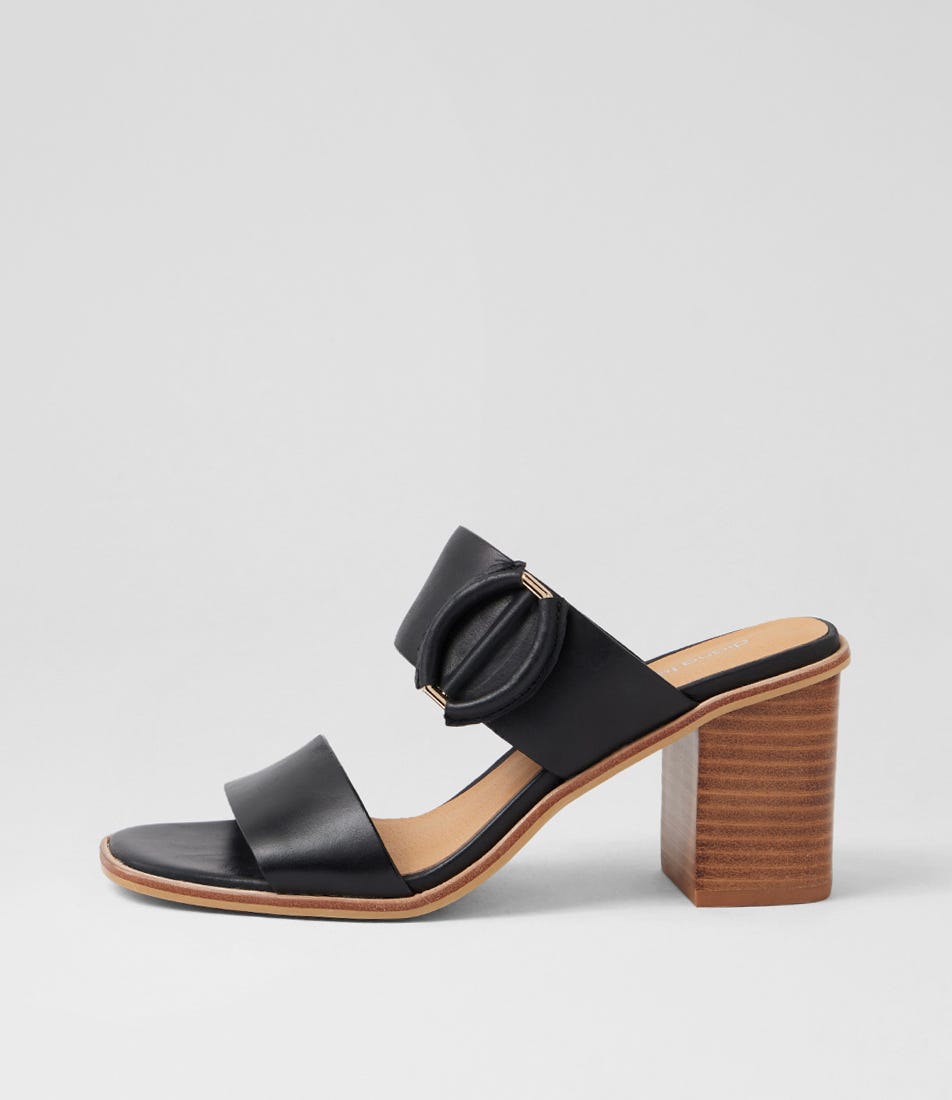 Nixoni Black Leather Sandals