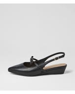 Pasmae Black Leather Heels