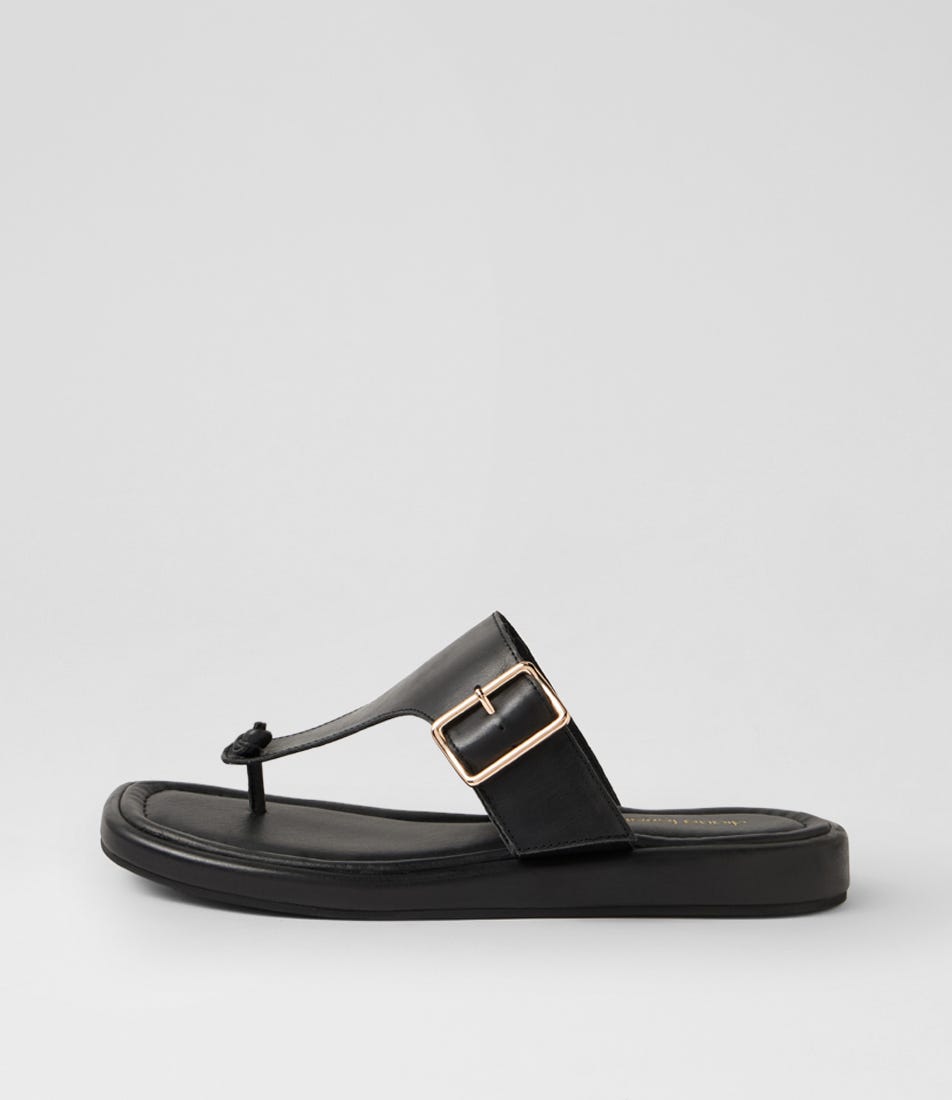 Remma Black Leather Sandals