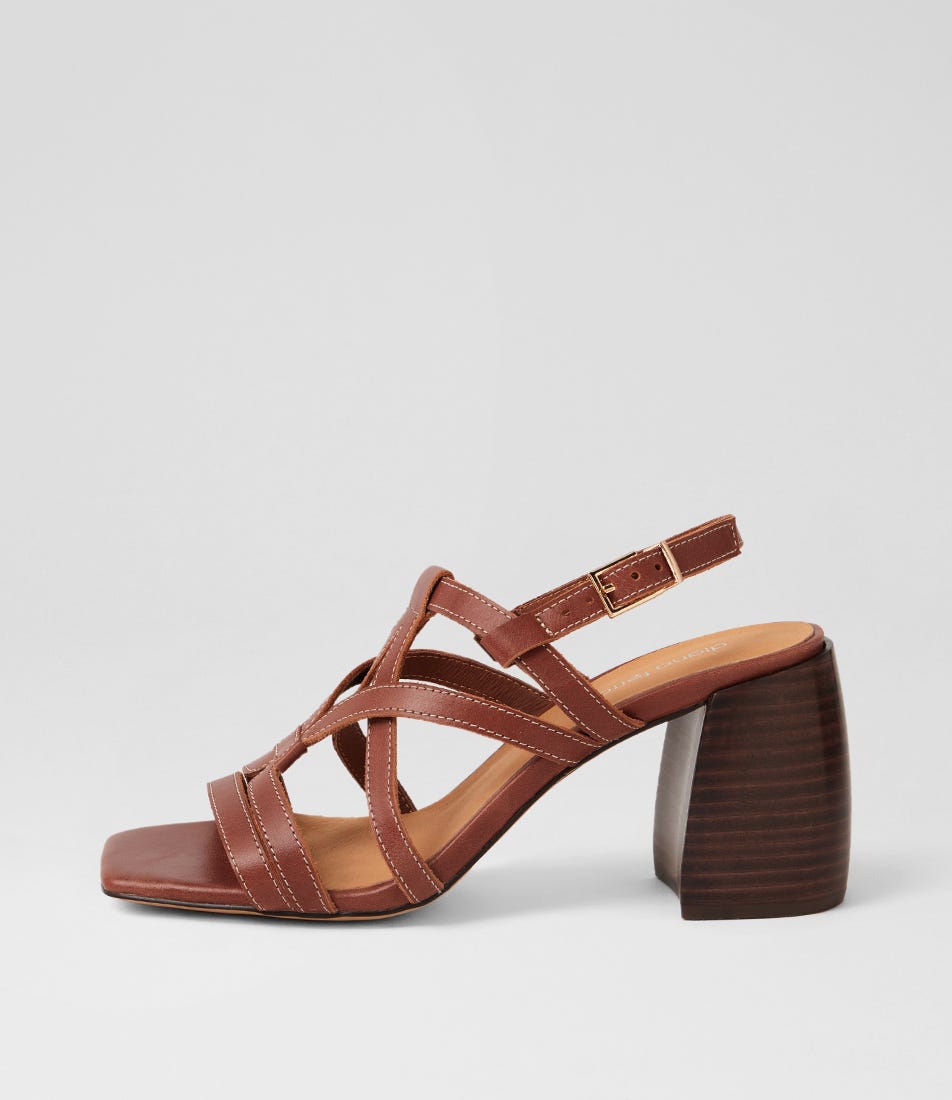 Thelmas Walnut Dark Brown Leather Sandals