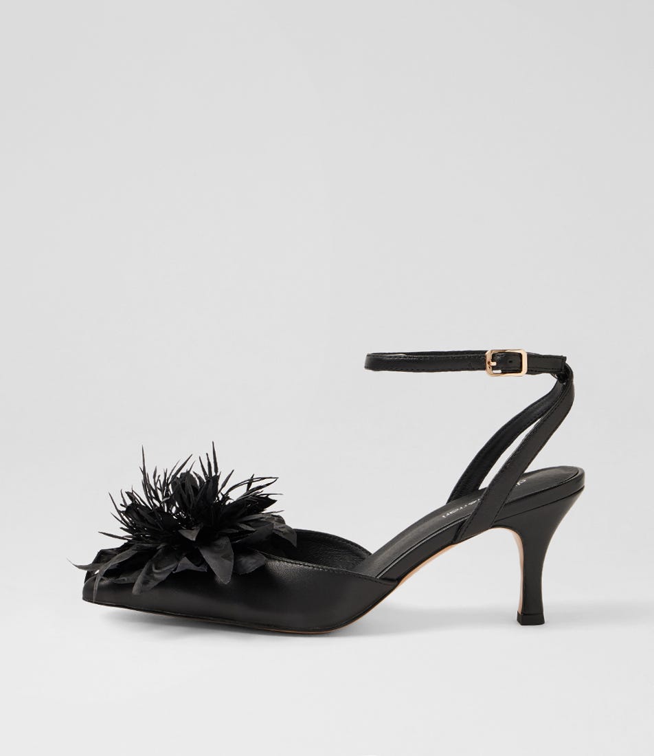 Tattel Black Leather Heels