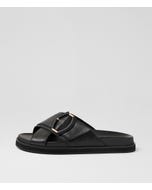 Vanana Black Leather Slides