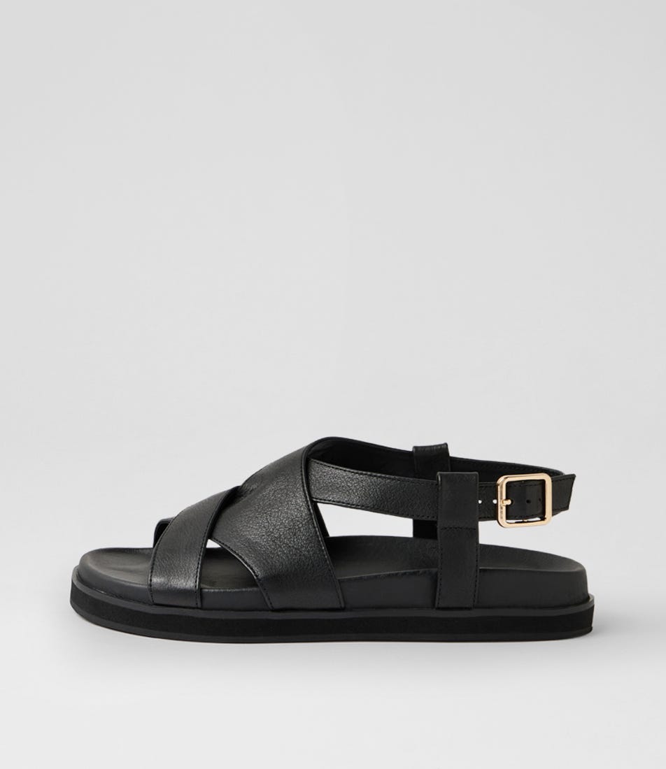 Vebbie Black Leather Sandals