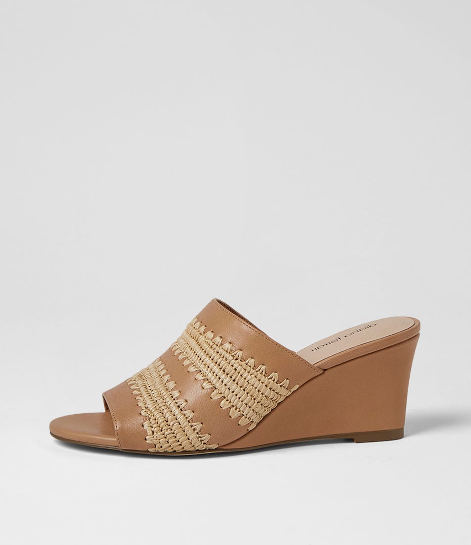 Issey Tan Natural Leather Wedges