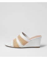 Issey White Natural Leather Woven Sandals