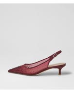Quille Burgundy Jewel Mesh Leather Heels