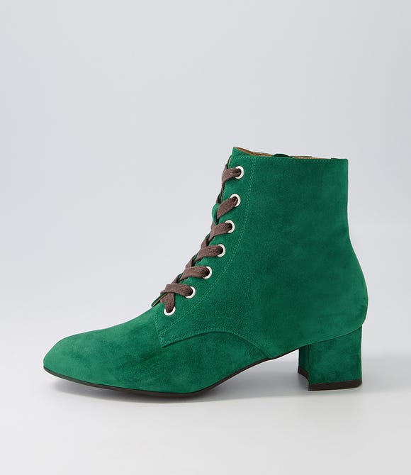 Magic Emerald Suede Lace Up Boots