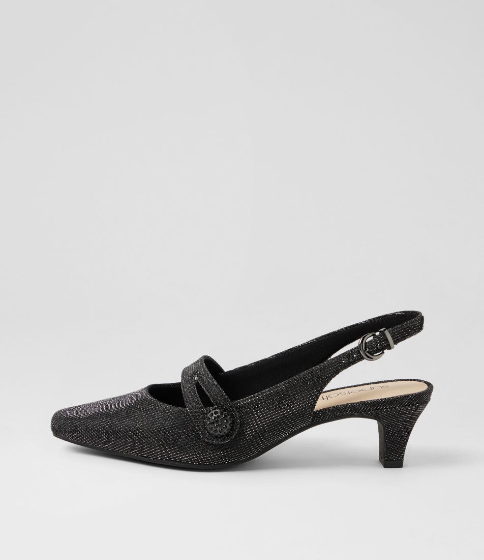Lisshle2 Black Sparkle Fabric Slingbacks