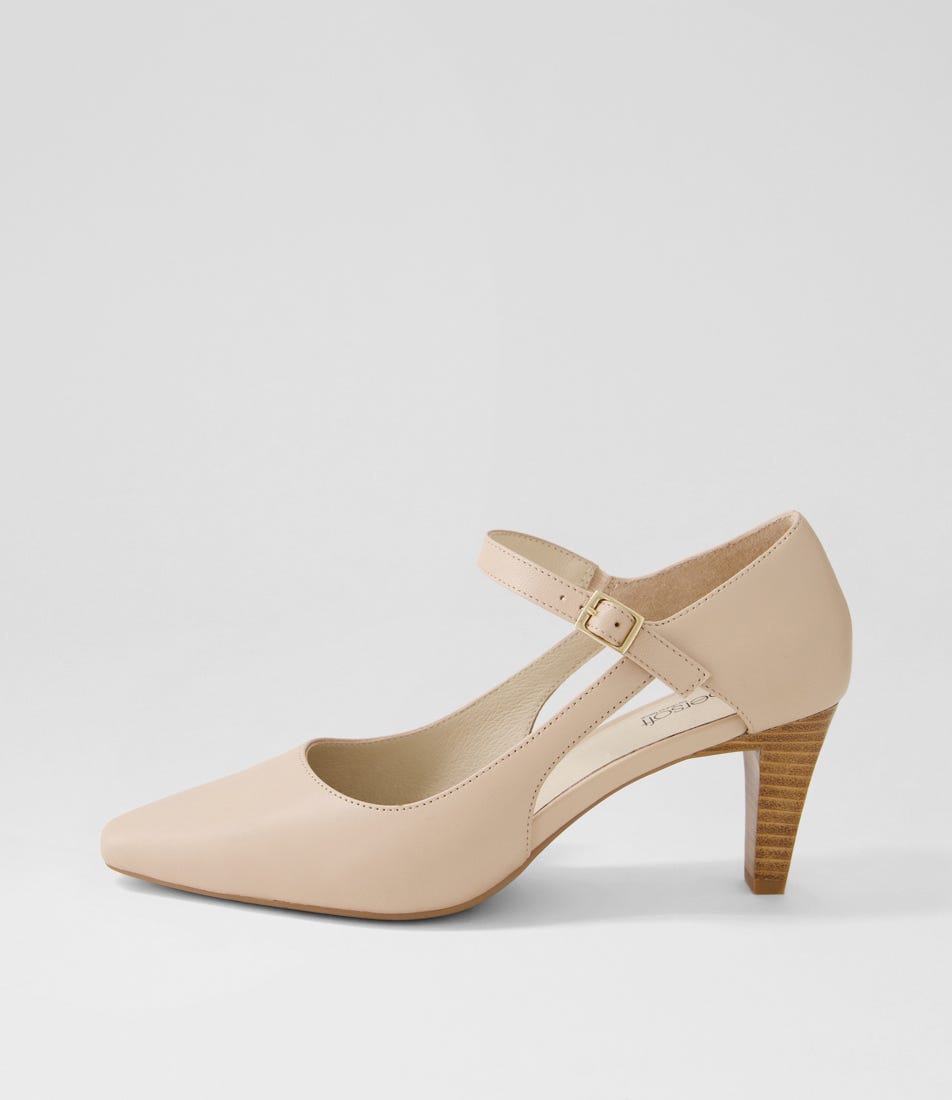 Memory Nude Leather Heels by Supersoft