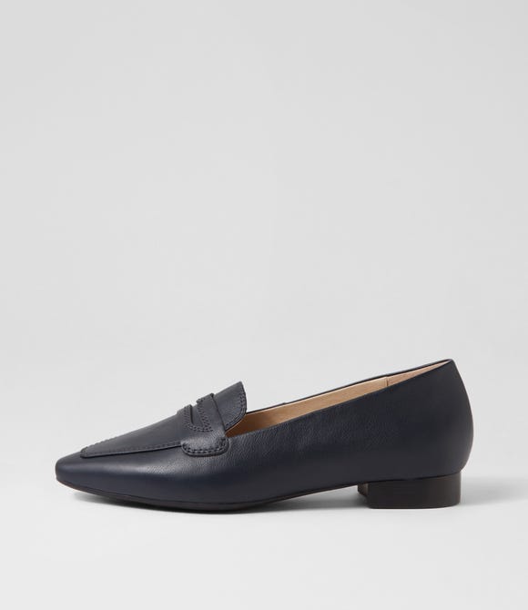 Cadences Navy Leather Loafers