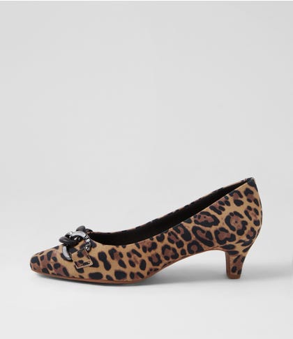 Lovely Tan Leopard Suede Pump Heels