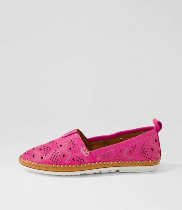 Framed Fuchsia Leather Loafers