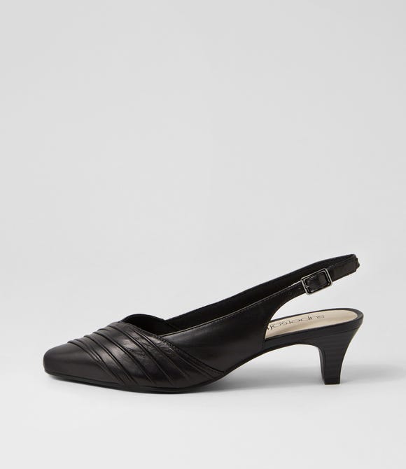 Lockie Black Leather Heels