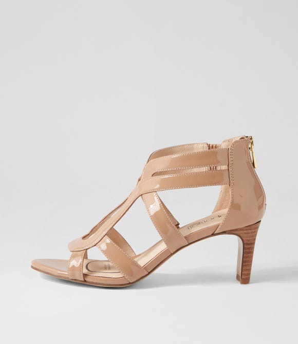 Nashie Nude Natural Heel Patent Leather Sandals