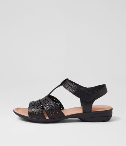Boom Black Leather Sandals