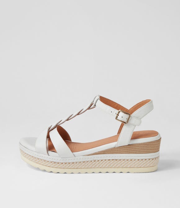 Deena White Leather Sandals