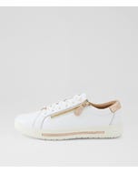 Evone White Rose Gold Leather Sneakers