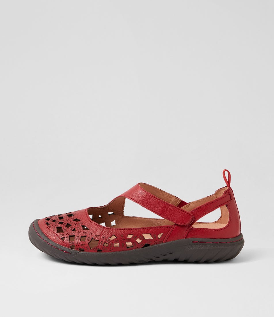 Teasi Dark Red Dark Brown Leather Flat Shoes