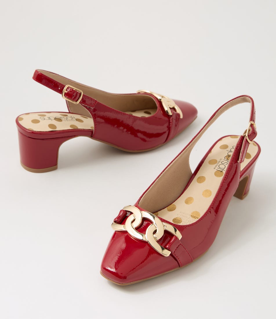Klever Deep Red Patent Leather Heels by Supersoft