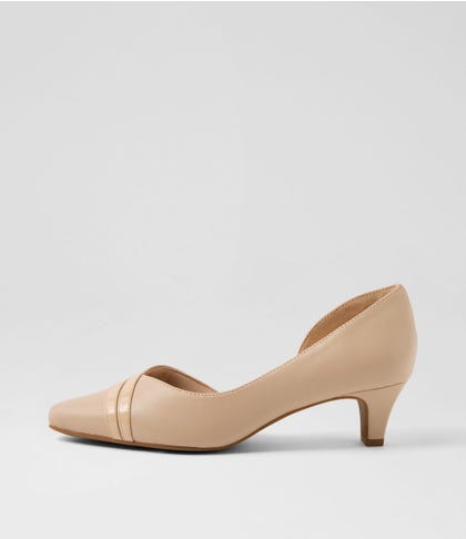 Lizzis Nude Leather Patent Heels