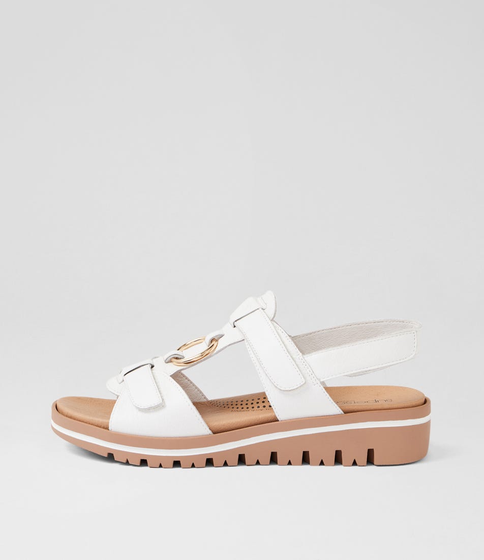 Athleen White Leather Sandals