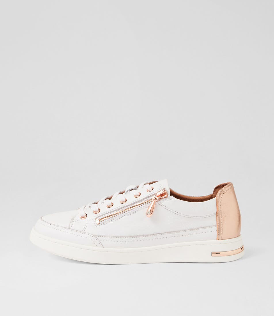 Catorina White Rose Gold Multi Lace Up Sneakers