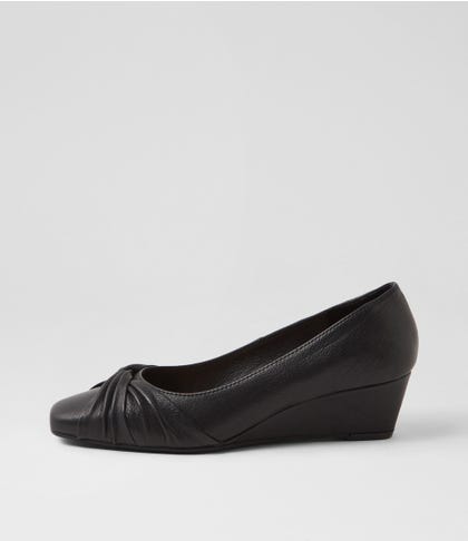 Simmone Black Leather Heels
