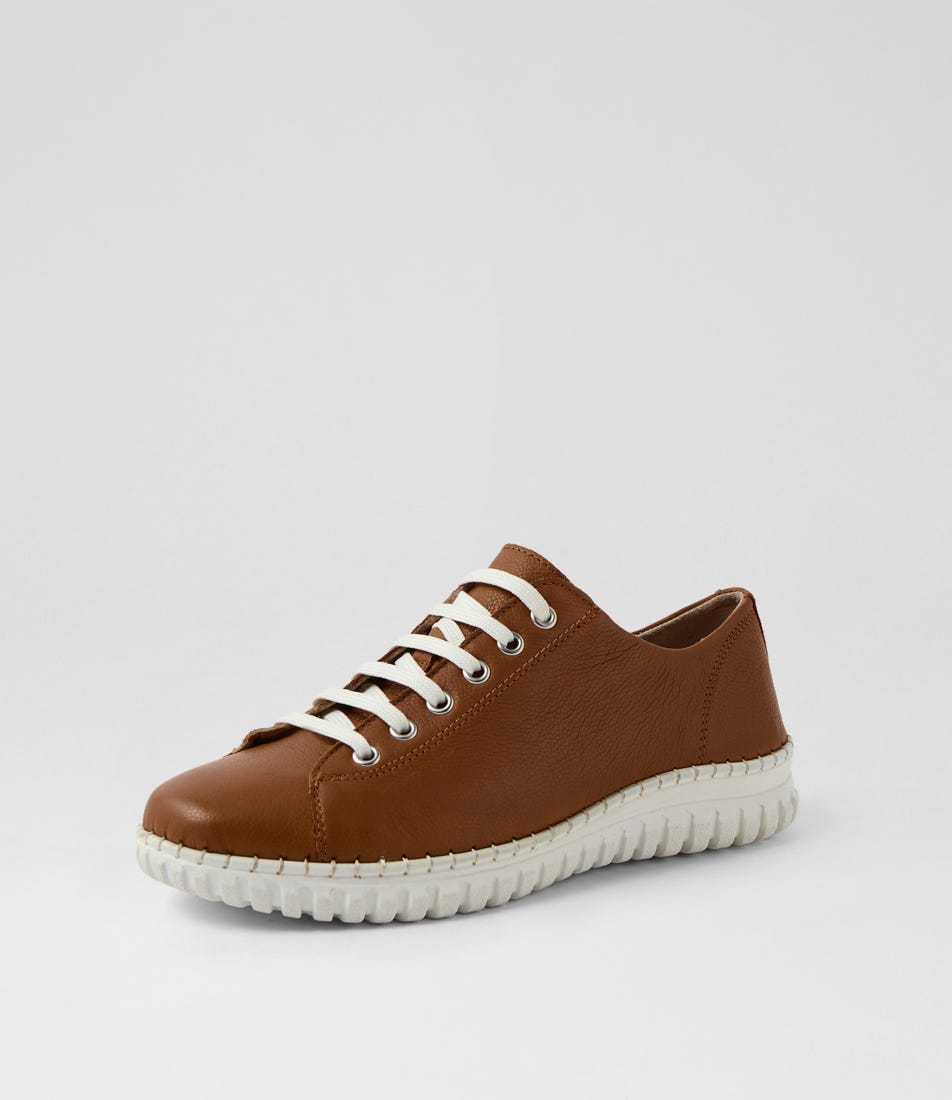 Gracin New Tan Leather Sneakers by Supersoft