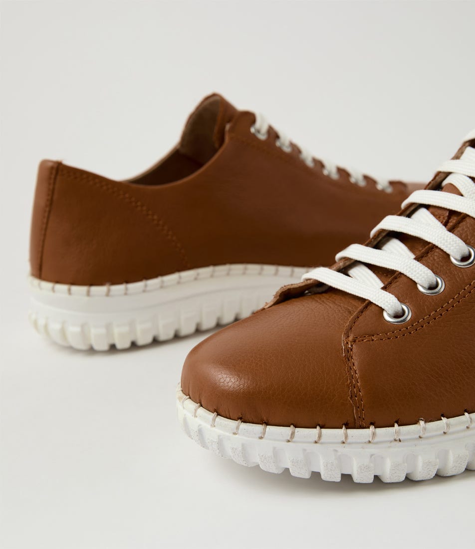 Gracin New Tan Leather Sneakers by Supersoft