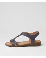 Famie Dark Denim Soft Leather Sandals