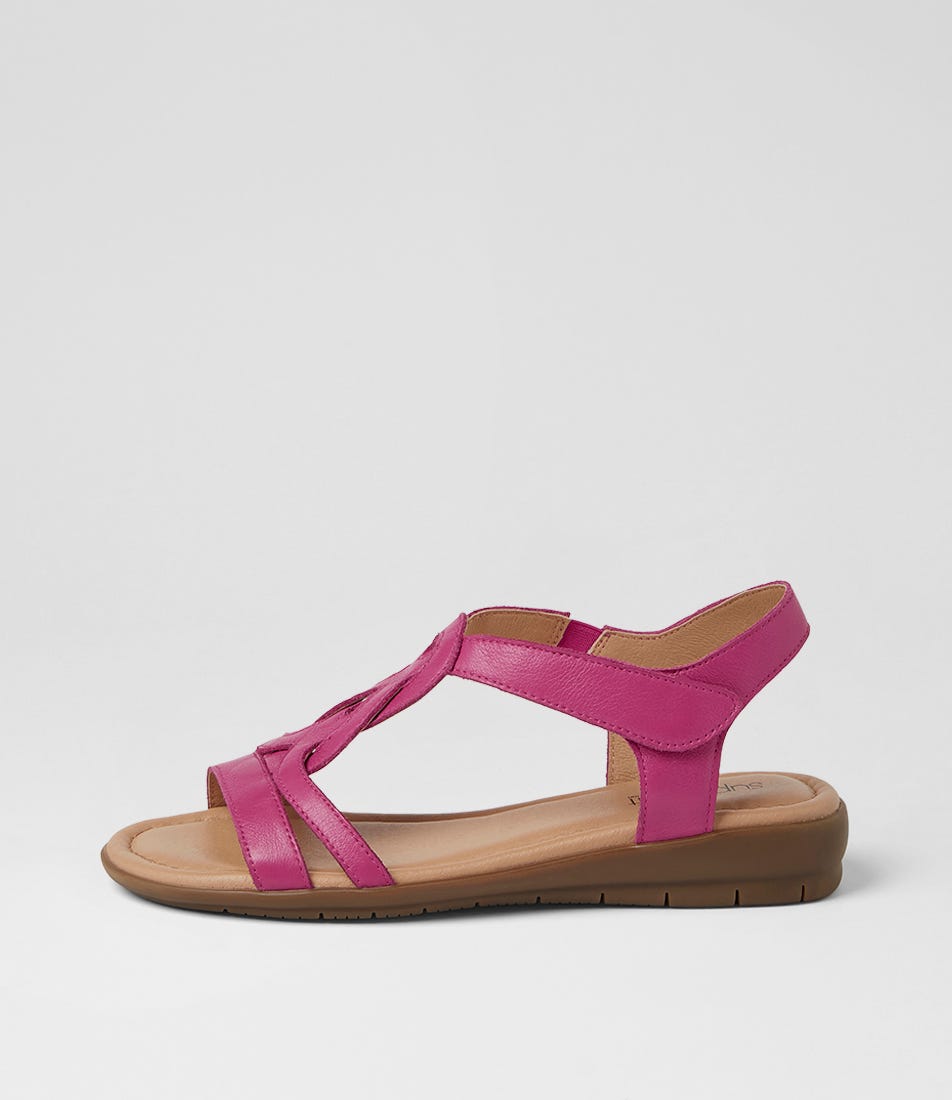 Famie Fuchsia Leather Sandals