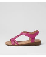 Famie Fuchsia Leather Sandals
