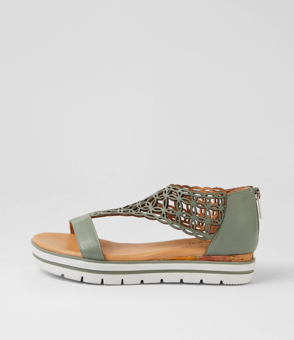 Alexiander Sage Floral Cork Leather Sandals